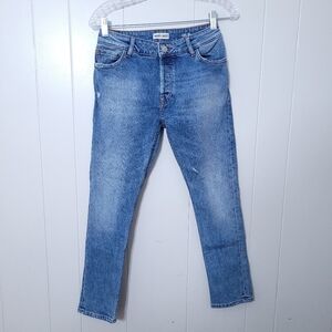 Warp + Weft Distressed Button Fly Cigarette Jeans |CDG Paris Size 25x26